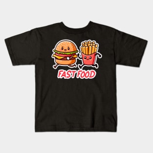 Fast Food Hamburger and French Fries Kids T-Shirt